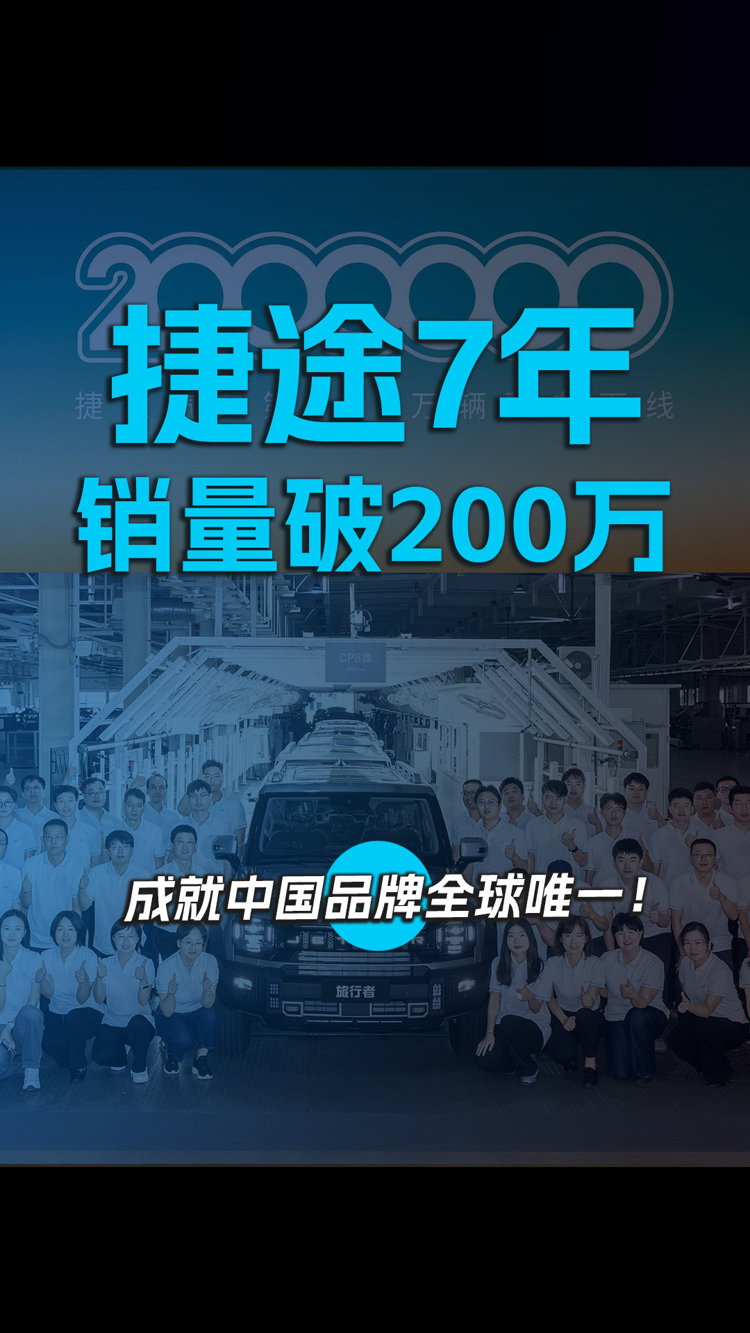捷途7年销量破200万 成就中国品牌全球唯一 