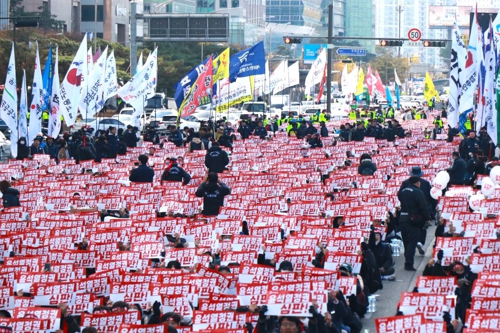 韩国工会集会现场