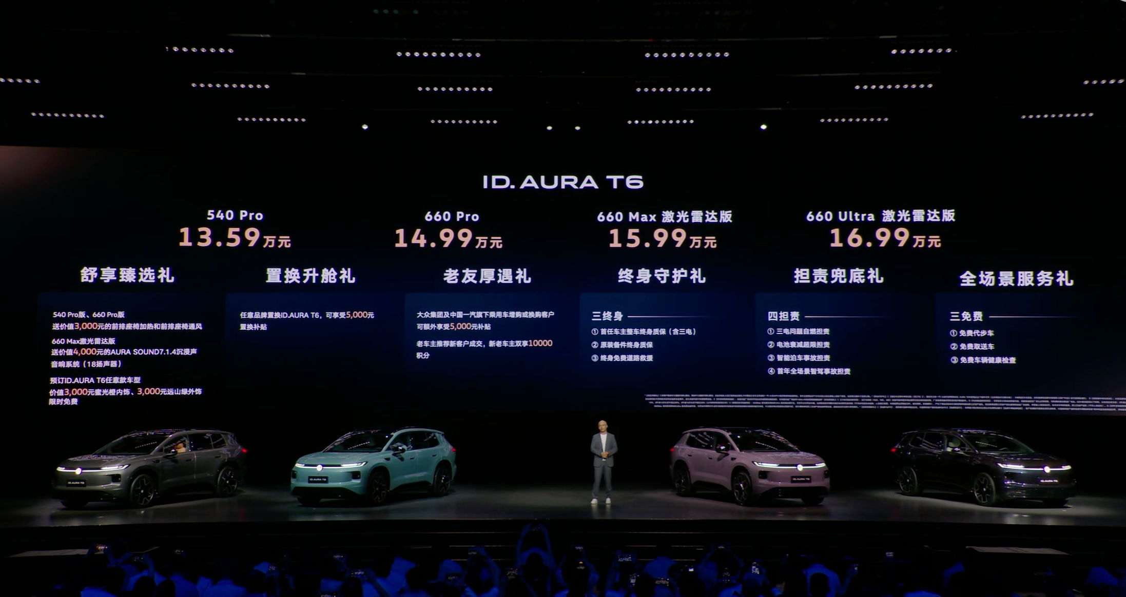 预售价13.59万元-16.99万元，一汽-大众首款纯电战略车型ID.AURA T6上市